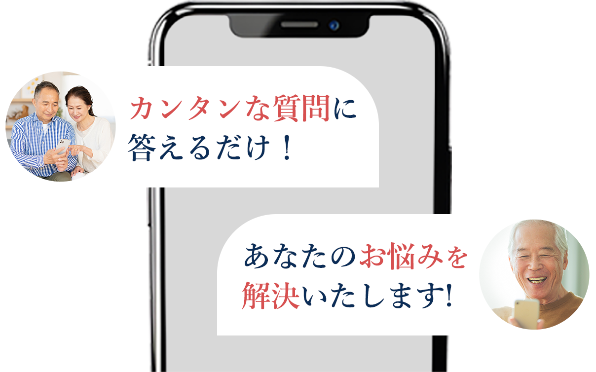 カンタンな質問に答えるだけ！あなたのお悩みを解決いたします!